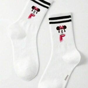 Disney Minnie Mouse Christmas Socks White Crew Socks Unisex New Women’s Men’s